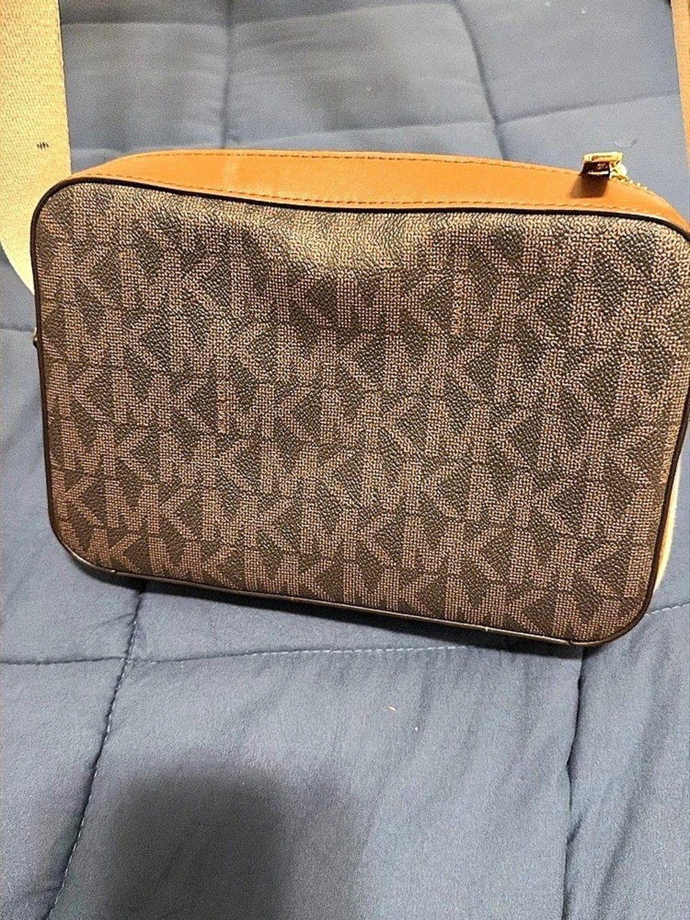 Michael Kors Jet Set Large Logo Crossbody Bag Brown & White